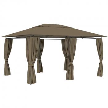 VidaXL Canopy with Curtains 4x3 m Taupe 180 g/m²