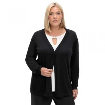 Strickjacke SHEEGO Große Größen, Damen, Gr. 44/46, schwarz, Obermaterial: 60% Viskose, 40% Polyester