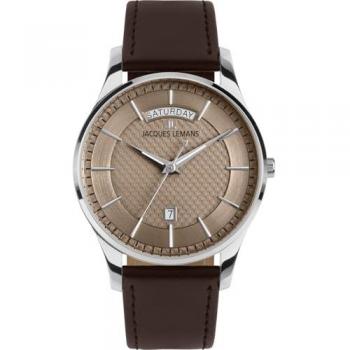 Jacques Lemans London Quarz Uhr für Herren Dunkelbraun/Mokka