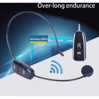 Sistema UHF Inalámbrico con Micrófono Lavalier y Diadema, Doble Transmisor Bodypack y Receptor Recargable 1/4