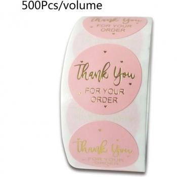 500pcs Gold Foil Round Thank You Stickers