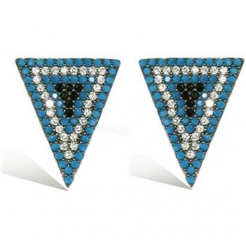 Aretes Navajos en Plata y Turquesa 16x13 mm