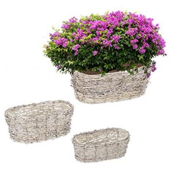 Macetero Rattan Relaxdays Plástico Blanco