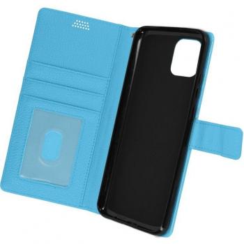 Custodia premium in similpelle per Samsung Galaxy A03, design celeste e scomparto