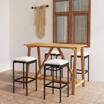 Mobilier de jardin bar avec coussins 5 pcs Noir