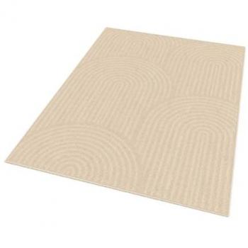 JADA Tapis Rectangulaire à motifs ronds, couleur beige, 160 cm × 220 cm