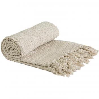 Ivory Honeycomb Knit Throw