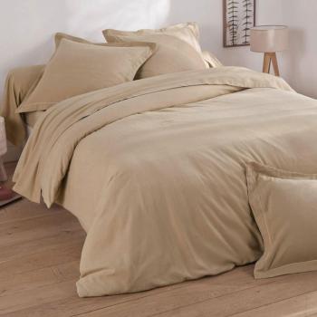 Housse de couette coton beige 240x220