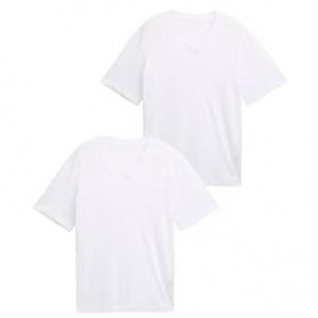 TOM TAILOR V‑Form T-Shirt Packung 2x – Baumwoll‑Weiße Variante