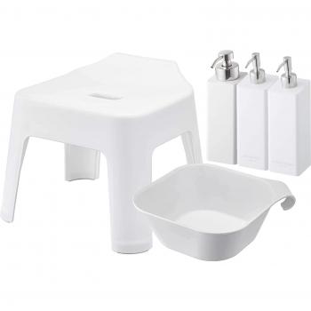 White 25 cm Hanging Bath Seat + Magnetic Dispenser Set (Foam) – Yamazaki Jitsugyo