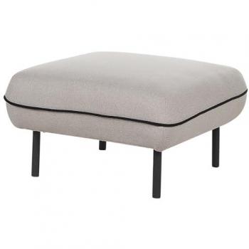 Retro Light Grey Fabric Footstool with Black Metal Edging