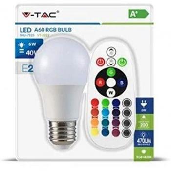 Luce LED RGB+White 6W A60 E27 VT‑2022 con Telecomando