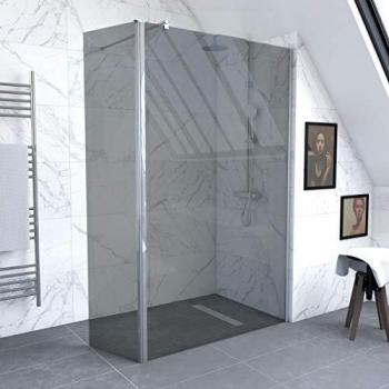 Mampara de Ducha con Deflector Ahumado 120+40x200cm