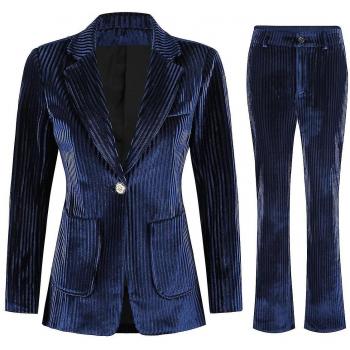 Traje de Negocios Velvet Azul L: Blazer y Pantalón