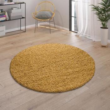 Tapis Doux et Robuste Salon Poil Long Jaune 160x220 cm