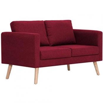 Wine‑Red Plush Duo Sofa – 2-Seater