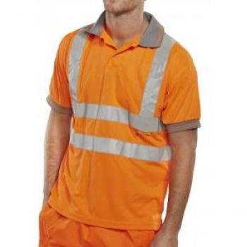 Beeswift Unisex Hi-Vis Short Sleeve Polo Shirt Orange 3XL