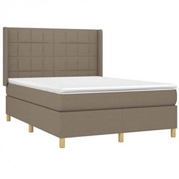 Lit avec matelas taupe 140x190 cm en tissu