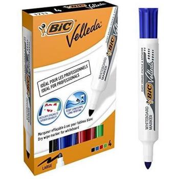 BIC Velleda 1711 Feutres pour Tableau Blanc Effaçables à Sec à Pointe Conique Moyenne