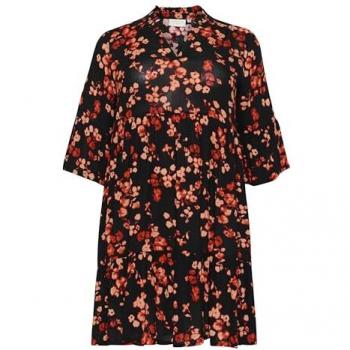 Bedrucktes KAFFE Curve Ami-Kleid für Damen – Rot, Größe 48