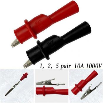Pinzas de cocodrilo, 5 pares, 10A, 1000V, con aislamiento eléctrico