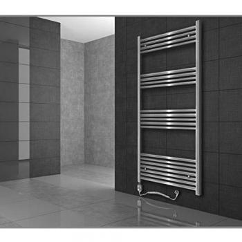 Elektrischer Heizkörper für Badezimmer 900W 400x1200 mm Chrom gerade mit seitlichem Anschluss