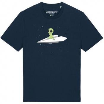 Watapparel Unisex T-Shirt Alien im Papierflugzeug
