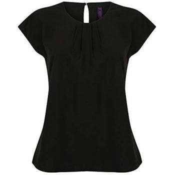 Henbury Pleat Front Short Sleeve Blouse