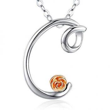 Pendentif Charme C Cursif 925 Argent Sterling