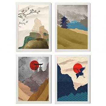 Set de Pósters Japón – Estética Oriental, 4 Unidades