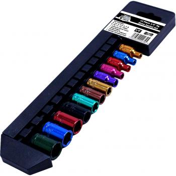 Autojack Socket Wrench Set, 12 Pieces, Metric, Multicolor, Corrosion Resistant Chrome Finish