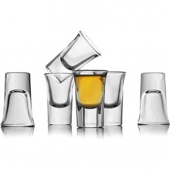 6er Set kreative Schnapsgläser mit Holzregal für Whisky und Tequila, 25ml