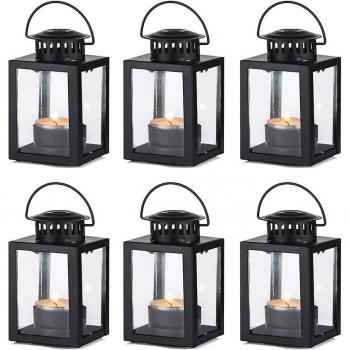Mini Luminaria de Jardín para Velas Negros