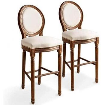 Chaises de bar blanches en tissu lin (quantité : 2)