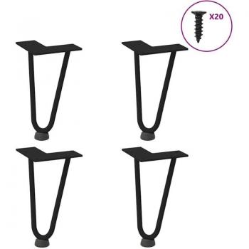 Torana – ensemble de pieds épingles à cheveux pour table basse, 4 unités, noir, 20 cm, acier solide