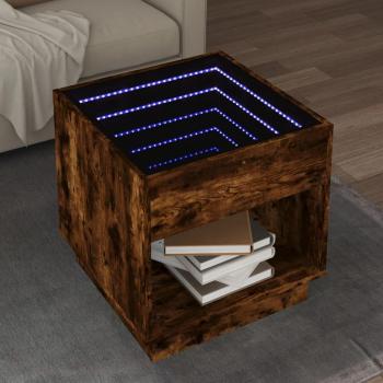 Mesa Centro Maison Exclusive, Roble Ahumado y LED 50x50x50 cm