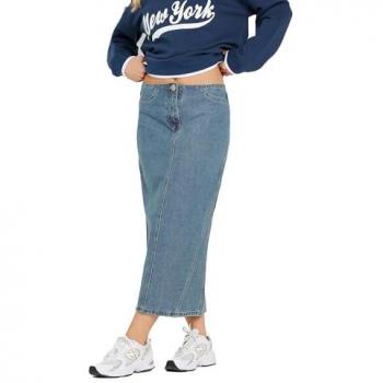 Jupe Midi Bleu Denim Petite – 100% Coton – EU 42 – PixieGirl