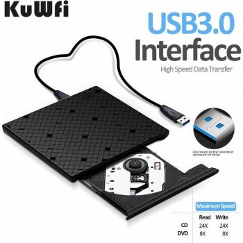 USB 3.0 Externer DVD/CD Brenner mit Touch-Sensor für Windows 10/7/8 und Mac OS