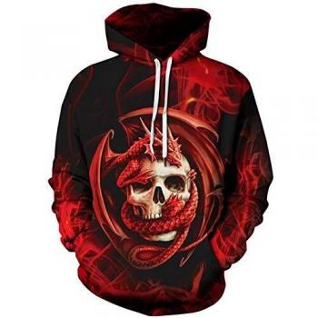 Ocean Plus Homme Sweat-Shirt à Capuche Halloween Dragon