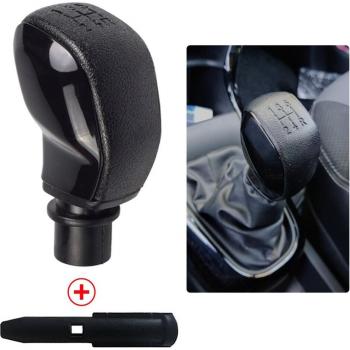 Schwarz ABS Schaltknauf mit Leder Gamasche für Peugeot 106, 206, 306, 406, 107, 207, 307, 407, 301, 308