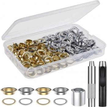Kit de Ojal de 120 pulgadas – 3 herramientas en Plata y Oro para telas y cortinas