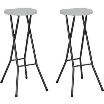 Folding Bar Stools 2 pcs hdpe and Steel White Vidaxl