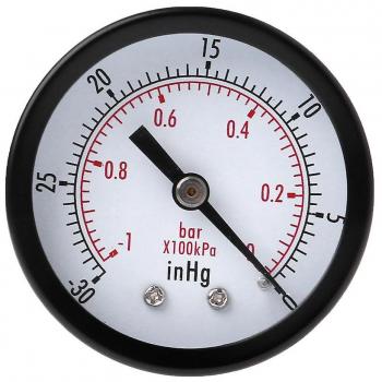 Manomètre à vide robuste 0 – -30 poHg (0 – -1 ba) – 50 mm blanc