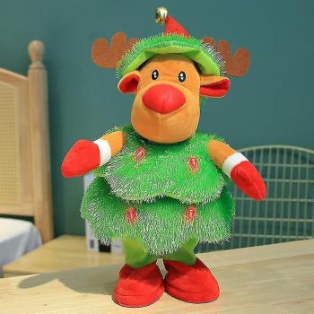 Alce Festivo con Árbol de Navidad y Figura de Hombre de Nieve