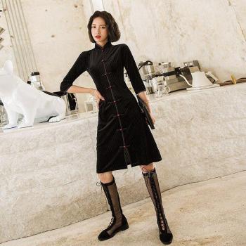 Vestido Cheongsam de Terciopelo para Mujer