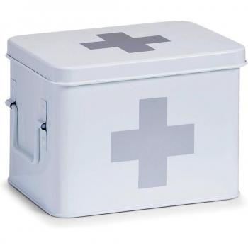 Zeller Boîte à pharmacie en métal blanc, 21,5 x 16 x 16 cm