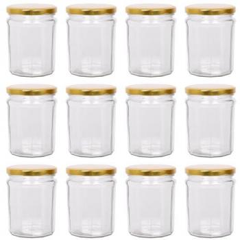 Airtight Glass Jam Jars with Gold Lids