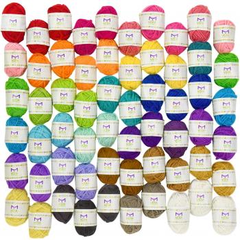 Mira Crochet Bonbon Collection – 60 skeins, assorted colors, storage included