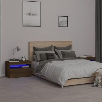 Tables de chevet 2 pièces avec éclairage LED Chêne marron 60x35x40 cm