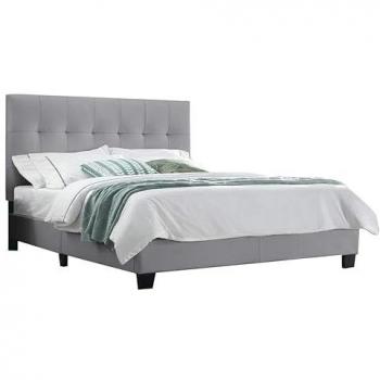 Pack lit 160×200 cm simili gris avec matelas – Meubletmoi